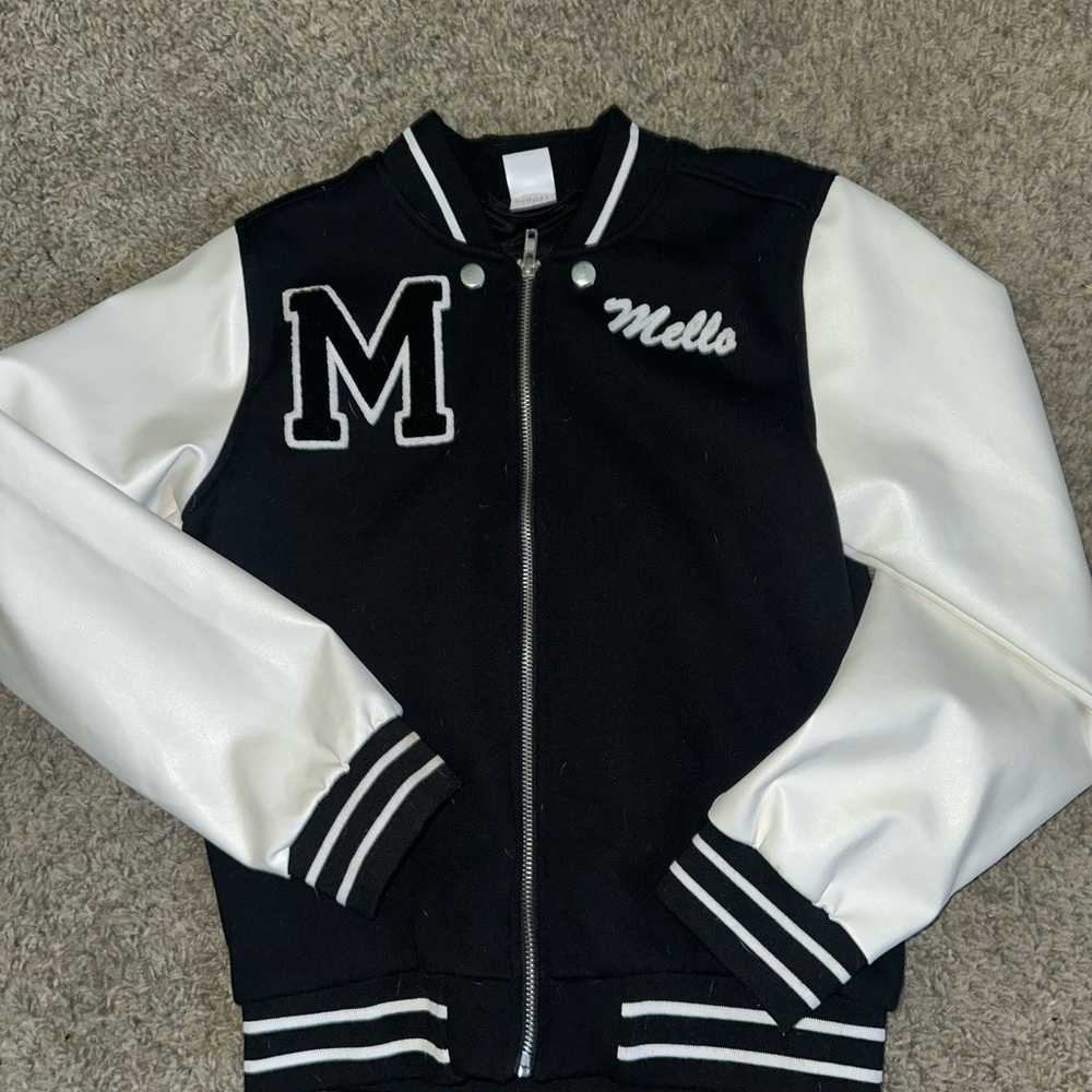 Kids Black and White Varsity Jacket